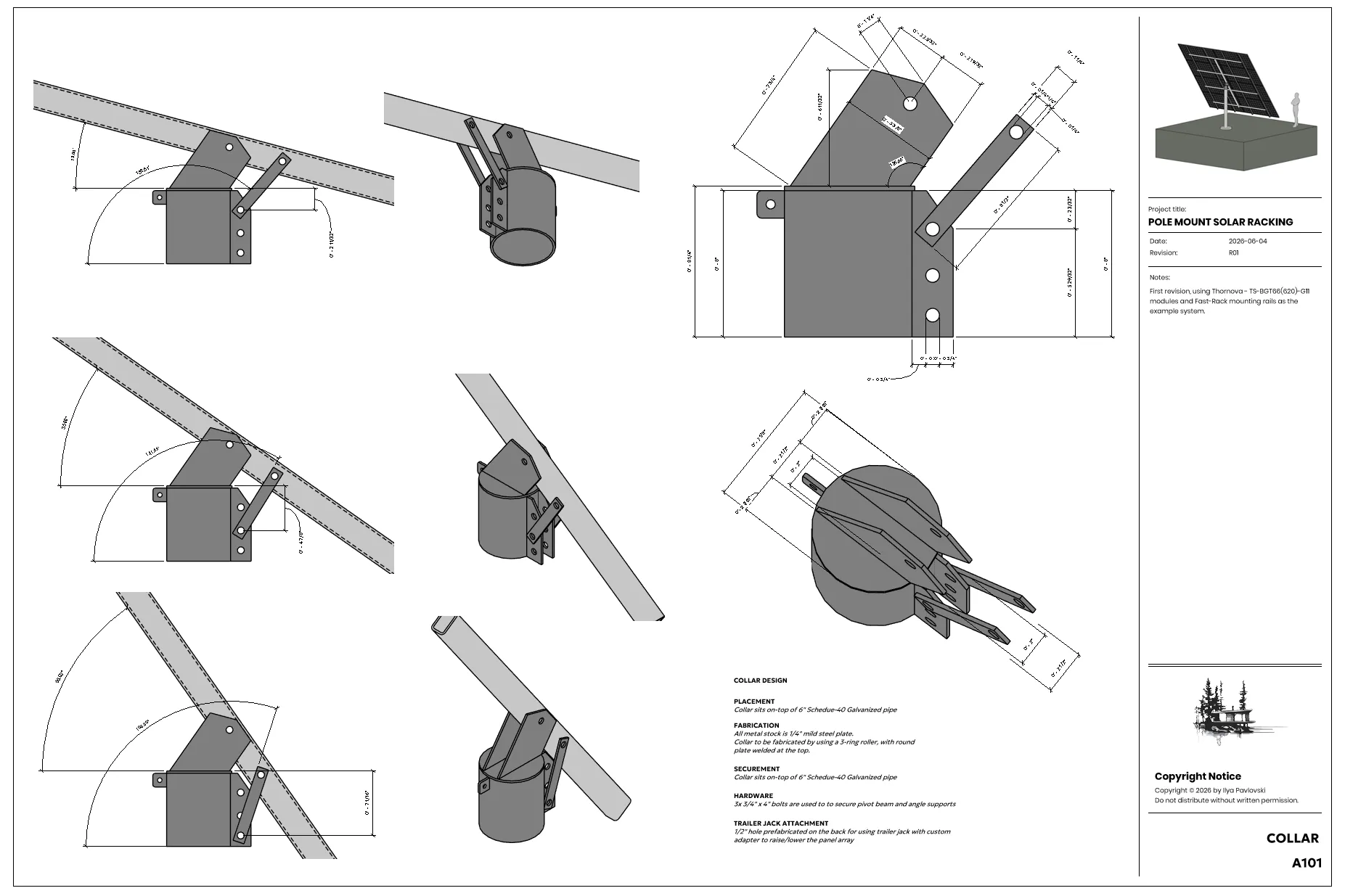 Top-of-Pole Solar Mount — drawing sheet 5