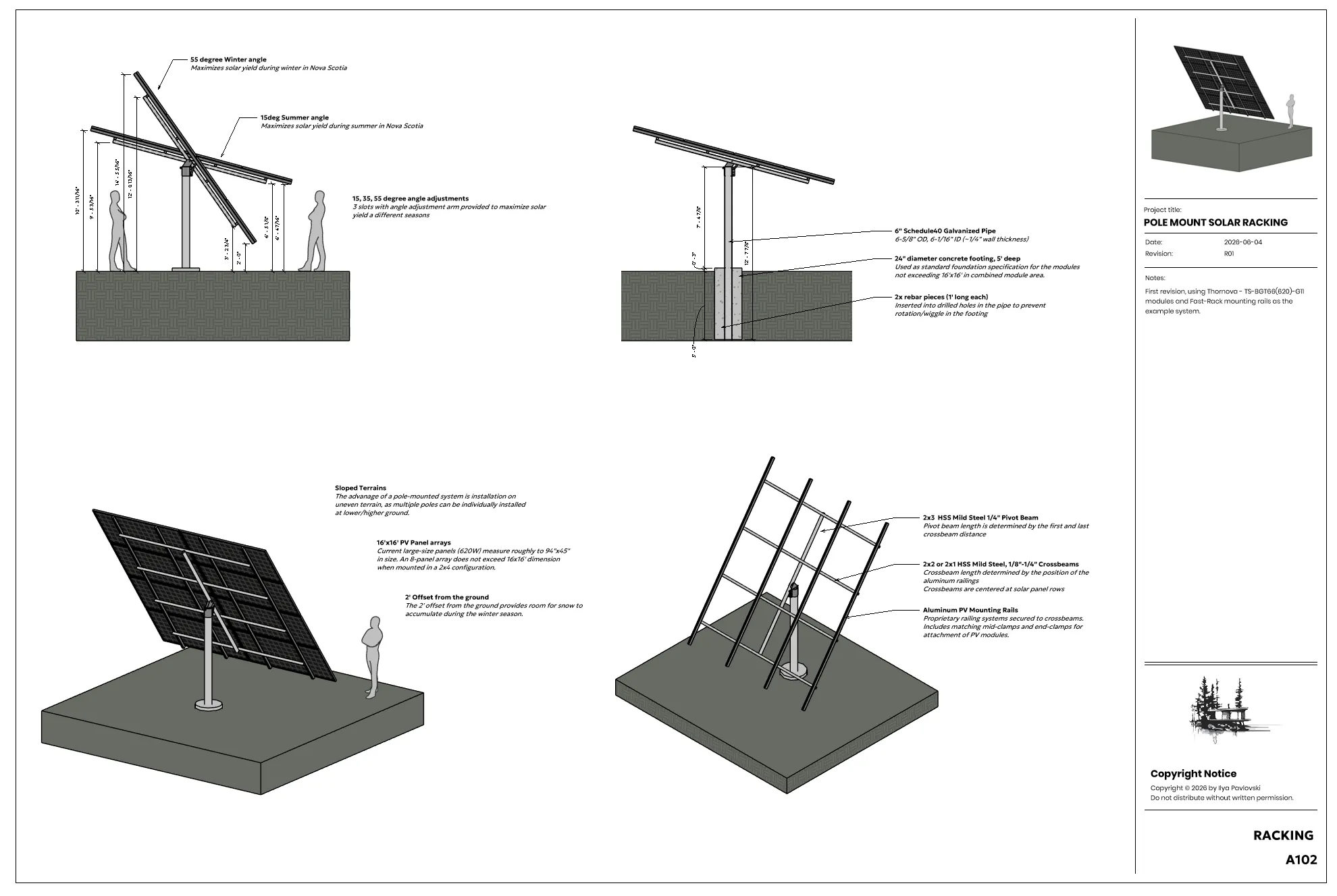 Top-of-Pole Solar Mount — drawing sheet 2